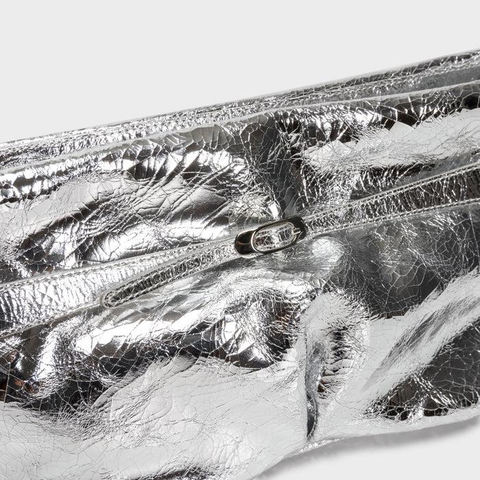 Del Carlo ANNA - Cross-body Bag In Laminated Silver Leather - Del Carlo
