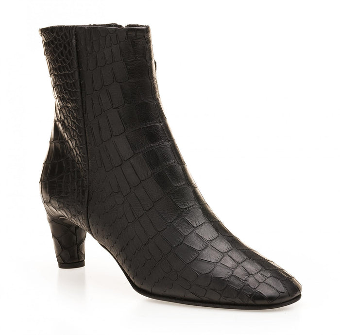 Del Carlo AREN 11020 - Black Printed Leather Ankle Boots - Del Carlo