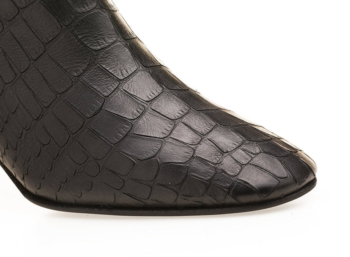 Del Carlo AREN 11020 - Black Printed Leather Ankle Boots - Del Carlo