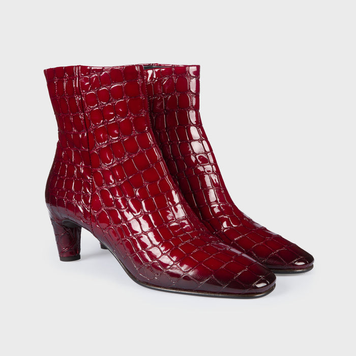 Del Carlo AREN 11020 - Red Leather Ankle Boots - Del Carlo