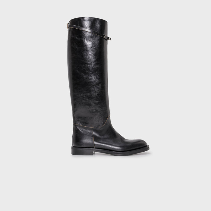 del carlo ARLES 11803 - Flat boots in black leather with strap - DEL CARLO del carlo ARLES 11803 - Flat boots in black leather with strap - DEL CARLO