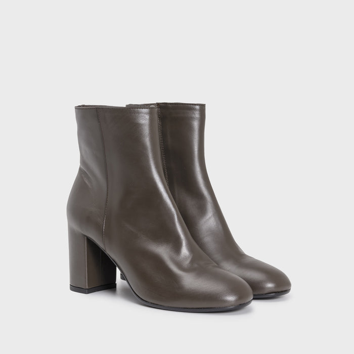 Del Carlo AXIS 11304 - Block-heel Ankle Boots In Brown Leather - DEL CARLO
