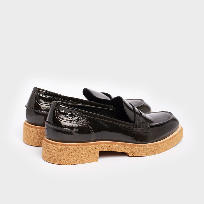 Del Carlo BOIS 11402 - Shiny Green Leather Loafers - Del Carlo