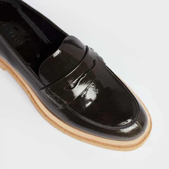 Del Carlo BOIS 11402 - Shiny Green Leather Loafers - Del Carlo