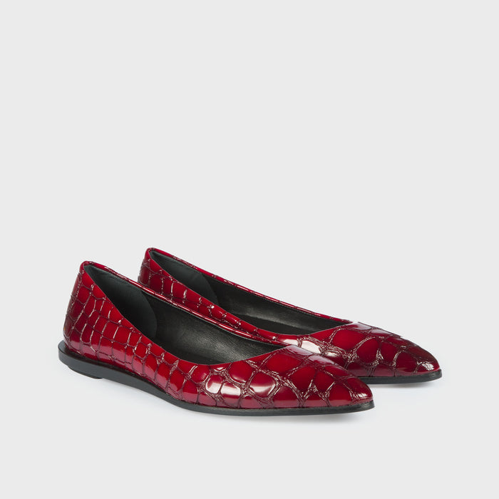 Del Carlo BOLLE 11000 - Red Leather Flat Shoes - Del Carlo