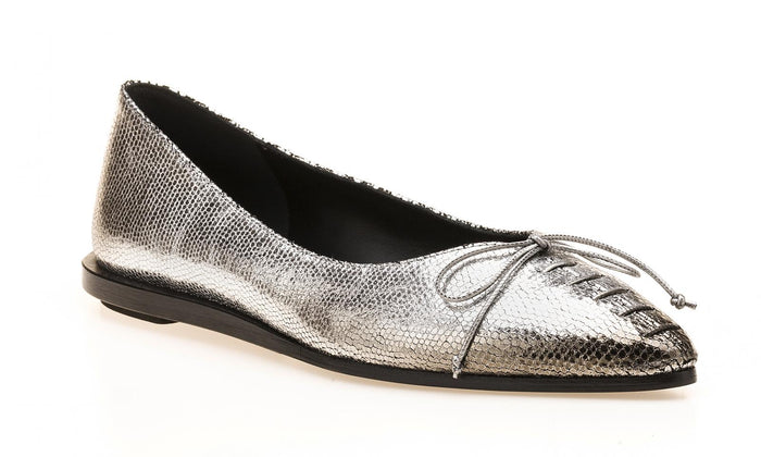 Del Carlo BOLLE 11001 - Silver Leather Flat Shoes - Del Carlo