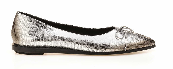 del carlo BOLLE 11001 - Silver leather flat shoes - Del Carlo