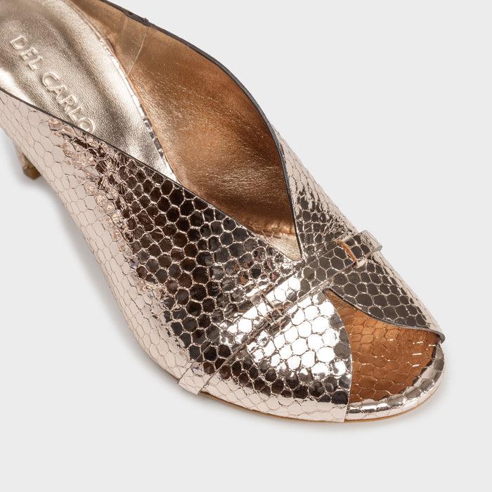 Del Carlo CANNES 11922 - High-heeled Peep Toe Mules With Strap - Del Carlo