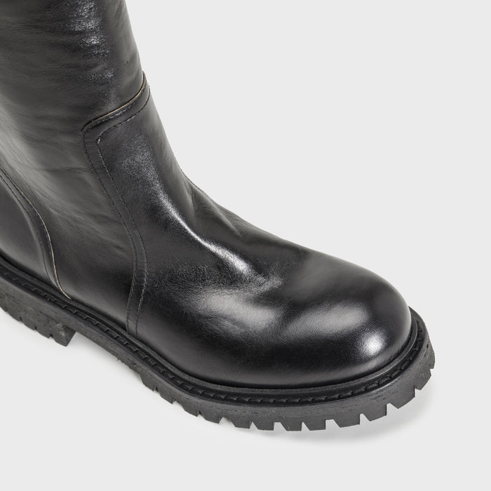 Del Carlo CORTINA 11426 - Boots In Black Leather With Rubber Chuncky Sole - DEL CARLO