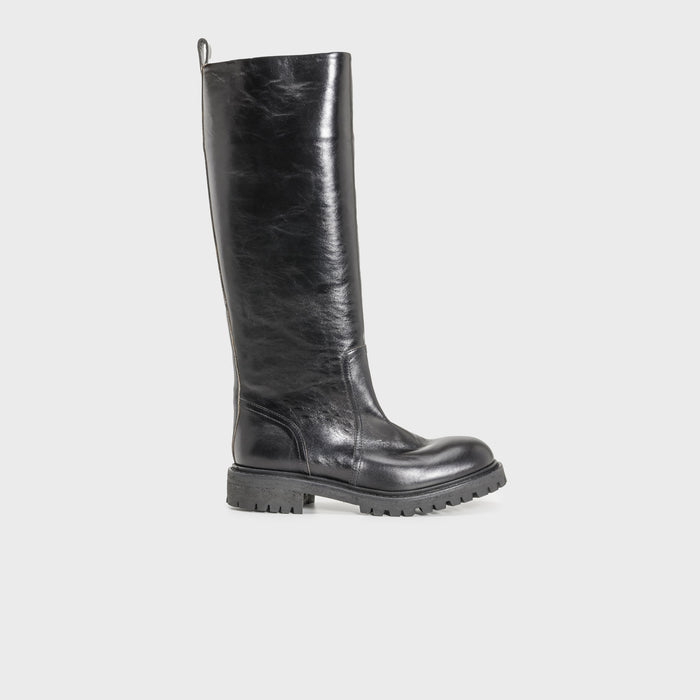 del carlo CORTINA 11426 - Boots in black leather with rubber chuncky sole - DEL CARLO