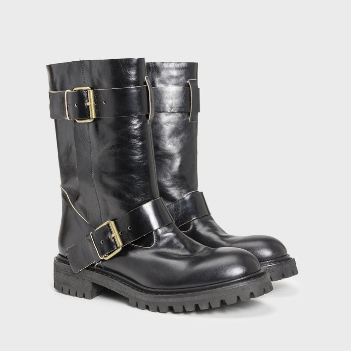 Del Carlo CORTINA 11810 - Boots In Black Leather With Buckles - DEL CARLO
