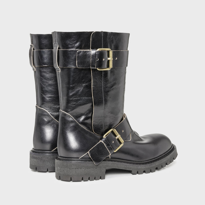 Del Carlo CORTINA 11810 - Boots In Black Leather With Buckles - DEL CARLO
