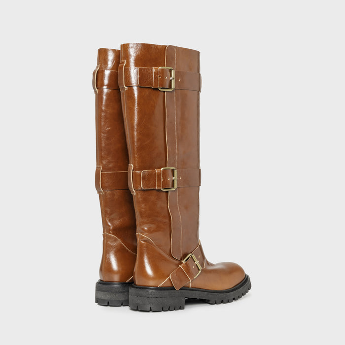 Del Carlo CORTINA 11811 - Boots In Tan Leather With Buckles - DEL CARLO