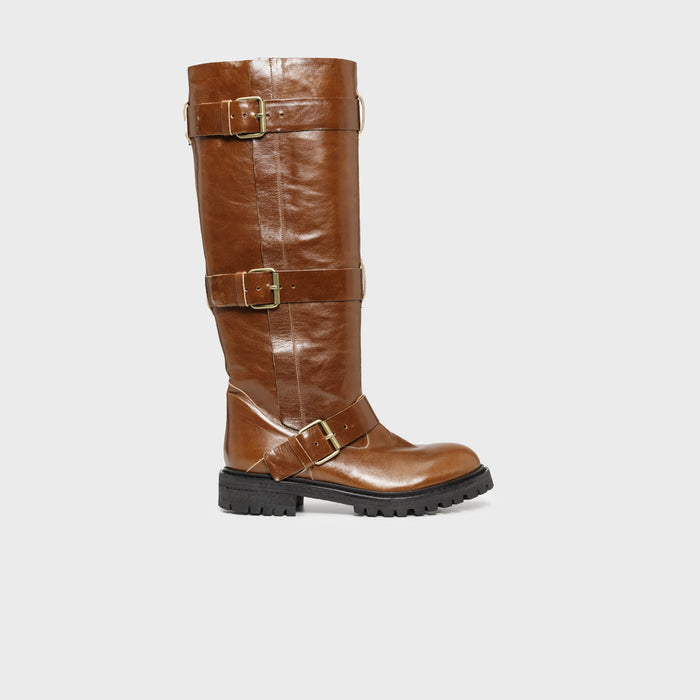 del carlo CORTINA 11811 - Boots in tan leather with buckles - DEL CARLO del carlo CORTINA 11811 - Boots in tan leather with buckles - DEL CARLO
