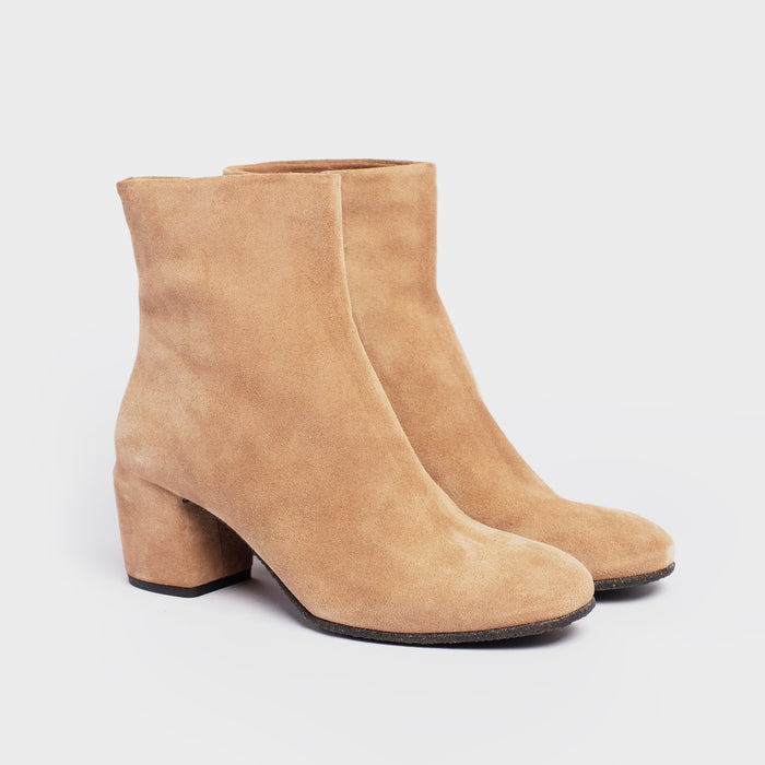 Del Carlo CURIE 11026 - Beige Suede Leather Ankle Boots - Del Carlo
