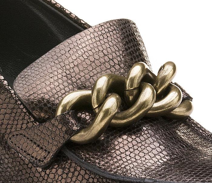 Del Carlo CURIE 11029 - Printed Bronze Leather Mid-heel Pumps - Del Carlo