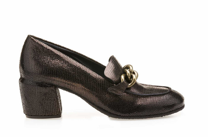 del carlo CURIE 11029 - Printed bronze leather mid-heel pumps - Del Carlo