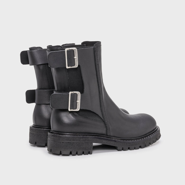 Del Carlo CORTINA 11602-Black Leather Biker Boots