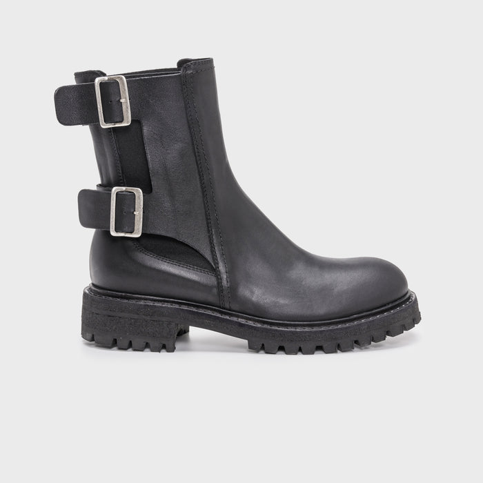del carlo CORTINA 11602-Black leather biker boots del carlo CORTINA 11602-Black leather biker boots