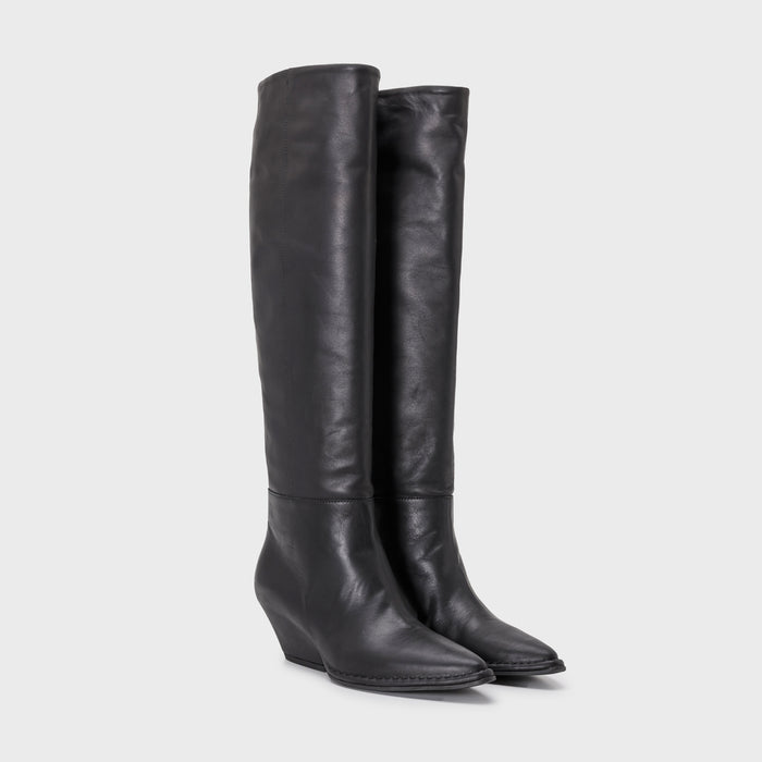 Del Carlo CRIO 11604-Texan Black Leather Boots