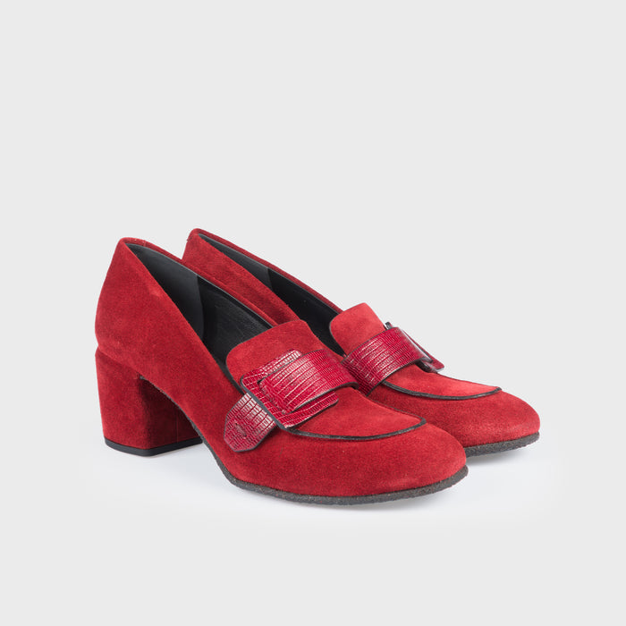 Del Carlo CURIE 11222 - Red Suede Pumps - Del Carlo