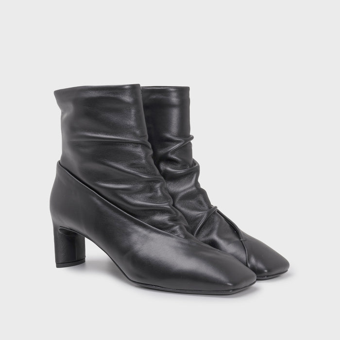 Del Carlo DENIS 11820 - Ankle Boots With Midi Heel In Black Leather - DEL CARLO