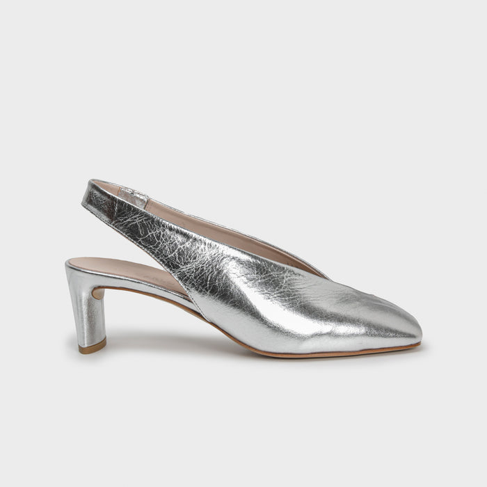 del carlo DENIS 11902 - Heeled slingback pump in leather - Del Carlo
