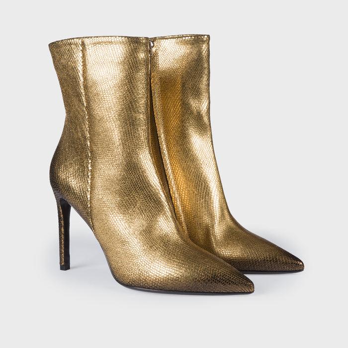 Del Carlo FARA 11048 - Lamineted Leather Stiletto Ankle Boots - Del Carlo