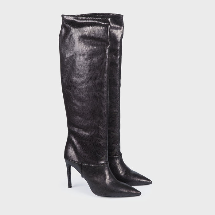 Del Carlo FARA 11049 - Knee-high Laminated Leather Boots - Del Carlo