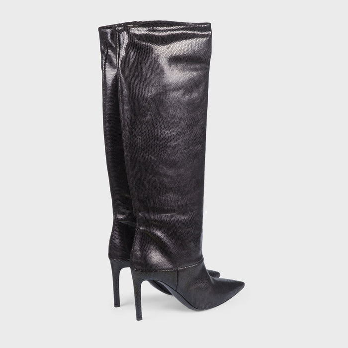 Del Carlo FARA 11049 - Knee-high Laminated Leather Boots - Del Carlo