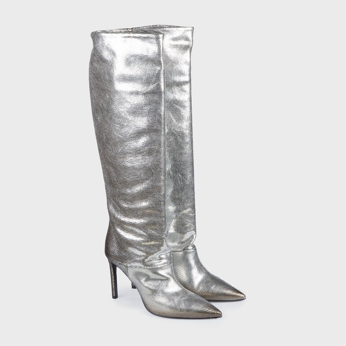 Del Carlo FARA 11049 - Knee-high Laminated Leather Boots - Del Carlo