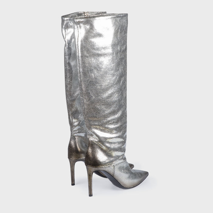 Del Carlo FARA 11049 - Knee-high Laminated Leather Boots - Del Carlo