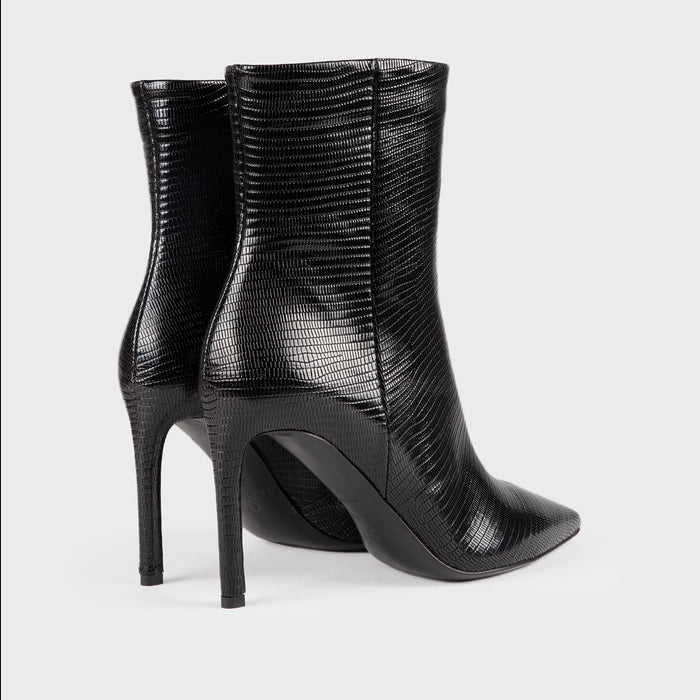 Del Carlo FARA 11230 - Black Leather Stiletto Ankle Boots - Del Carlo