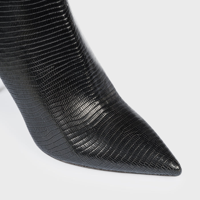 Del Carlo FARA 11230 - Black Leather Stiletto Ankle Boots - Del Carlo