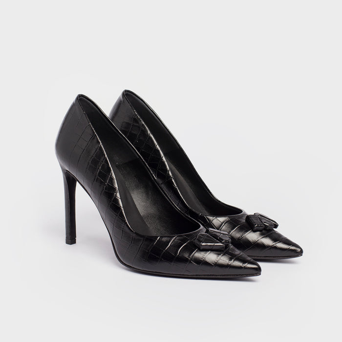 Del Carlo FARA 11430 - Crocodile-effect Printed Leather Pumps - Del Carlo