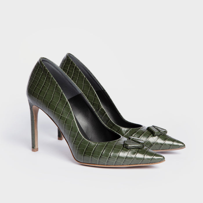 Del Carlo FARA 11430 - Crocodile-effect Printed Leather Pumps - Del Carlo