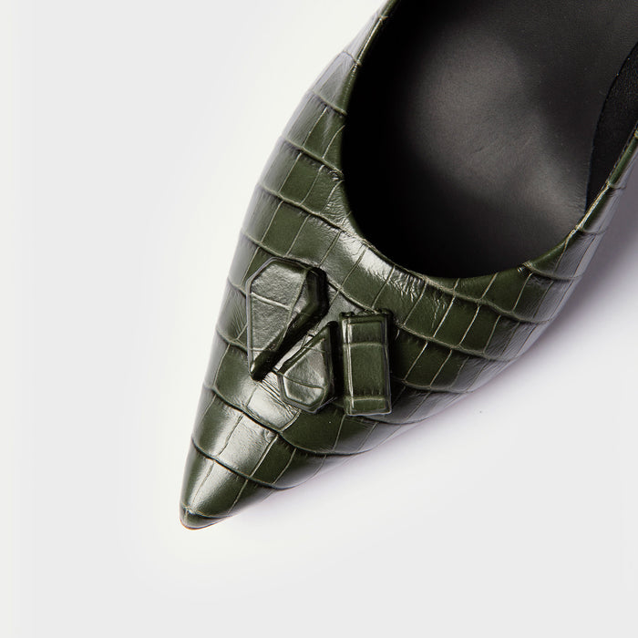 Del Carlo FARA 11430 - Crocodile-effect Printed Leather Pumps - Del Carlo