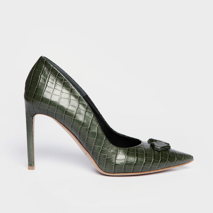 del carlo FARA 11430 - Crocodile-effect printed leather pumps - Del Carlo