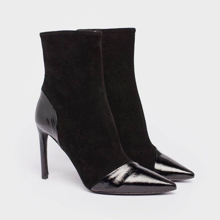 Del Carlo FARA 11444 - Suede And Shiny Leather Ankle Boots - Del Carlo