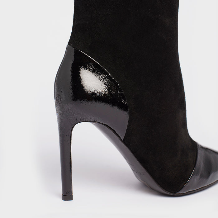 Del Carlo FARA 11444 - Suede And Shiny Leather Ankle Boots - Del Carlo