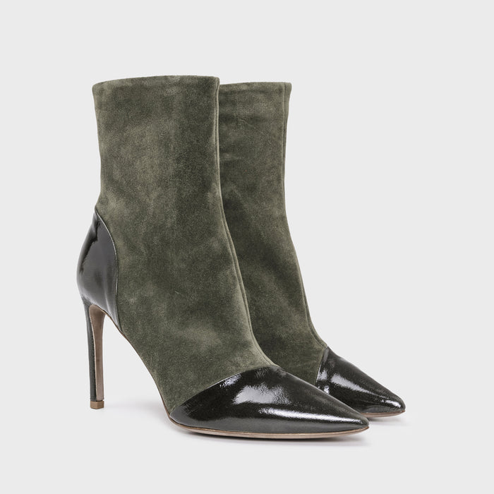 Del Carlo FARA 11444 - Suede And Shiny Leather Ankle Boots - Del Carlo