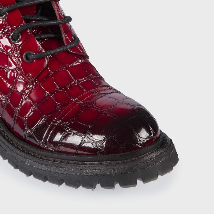 Del Carlo HEKLA 10604-Red Patent Leather Biker Boots-Del Carlo