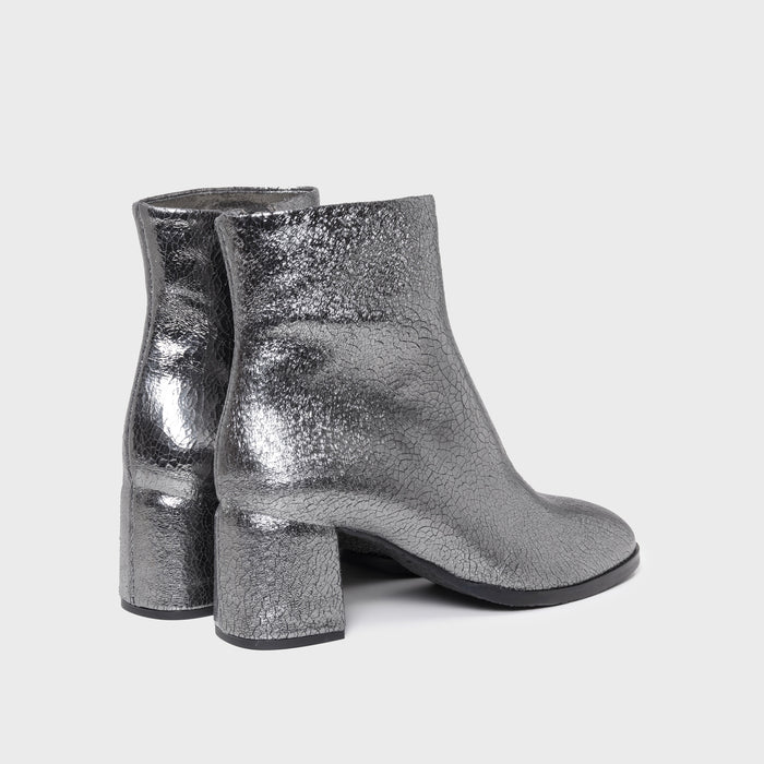 Del Carlo HOLLY 11411 - Block-heel Ankle Boots In Silver Leather - DEL CARLO