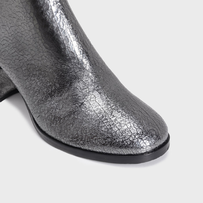 Del Carlo HOLLY 11411 - Block-heel Ankle Boots In Silver Leather - DEL CARLO