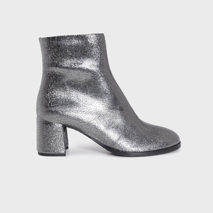 del carlo HOLLY 11411 - Block-heel ankle boots in silver leather - DEL CARLO