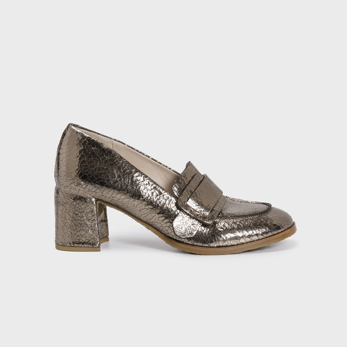 del carlo HOLLY 11615 - Heeled loafers with buckle in leather - DEL CARLO