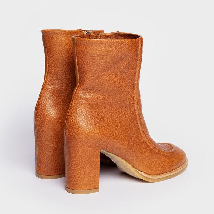 Del Carlo INYO 11415-Block Heels Ankle Boots In Brown Leather