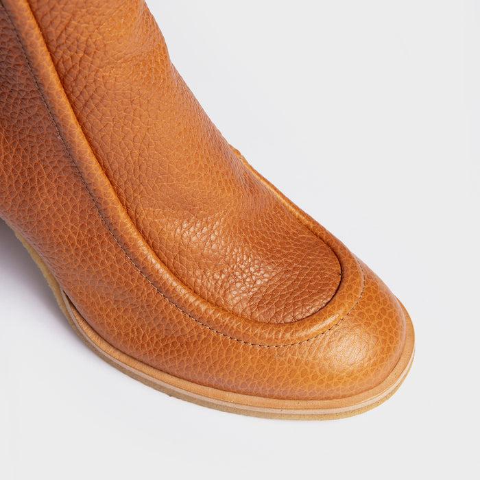 Del Carlo INYO 11415-Block Heels Ankle Boots In Brown Leather