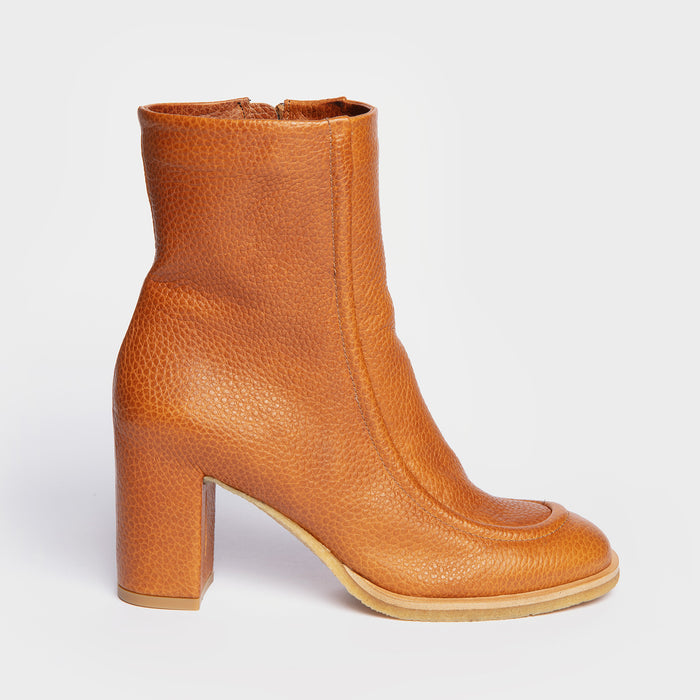 del carlo INYO 11415-Block heels ankle boots in brown leather