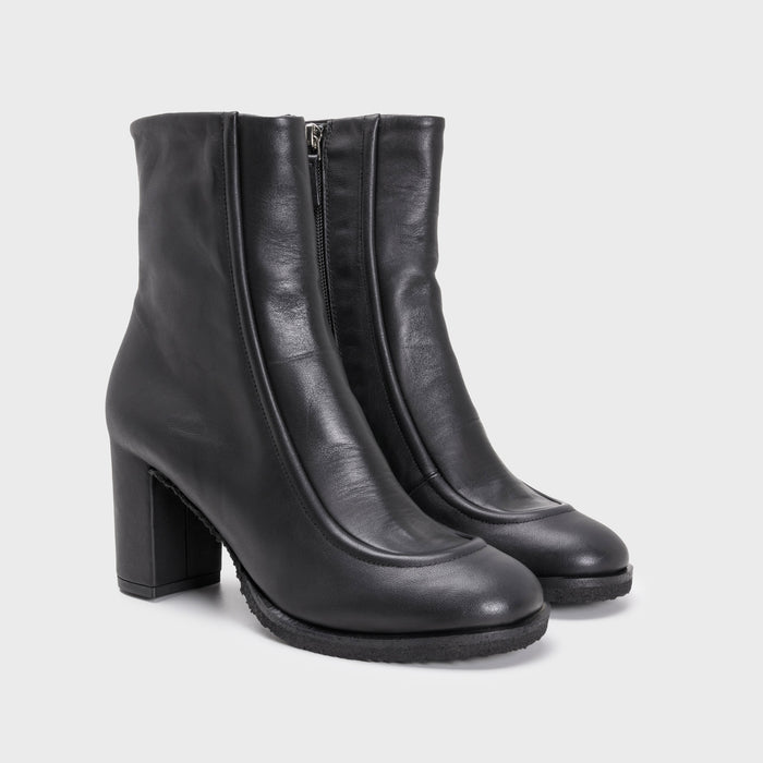 Del Carlo INYO 11415-High Block Heels Ankle Boots In Black Leather